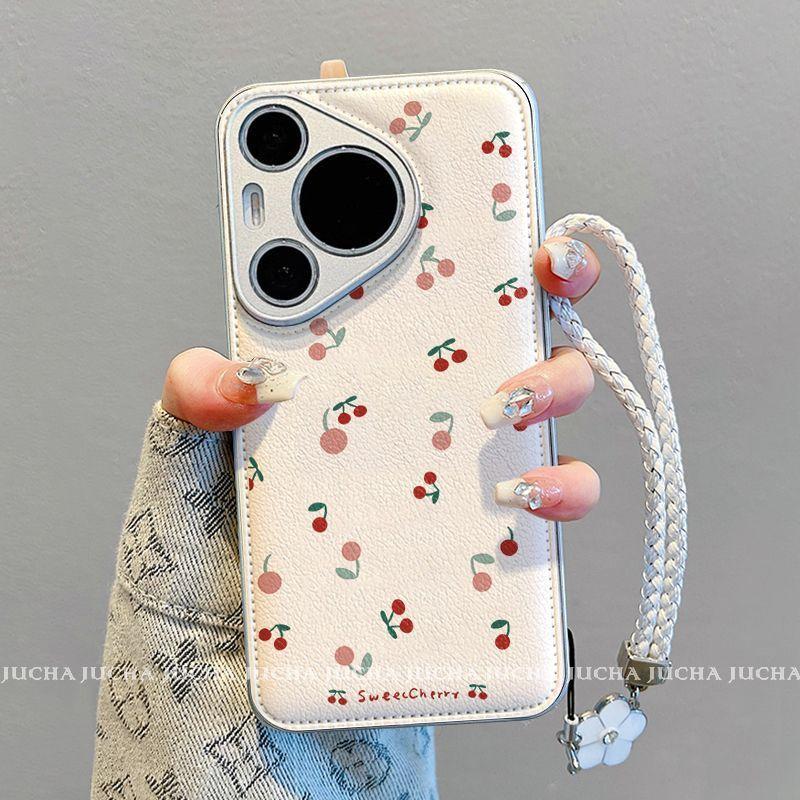 Suitable for Huawei Pura70 Mobile Phone Case, High-end Niche HUAWEIp60pro New P50 Case, Red Cherry.