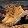 Men's Shoes Thick Soles Wear Raise Anti-slip Breathable Deodorant High Work Boots Leather Big Yellow Boots Plus Size Men's Boots