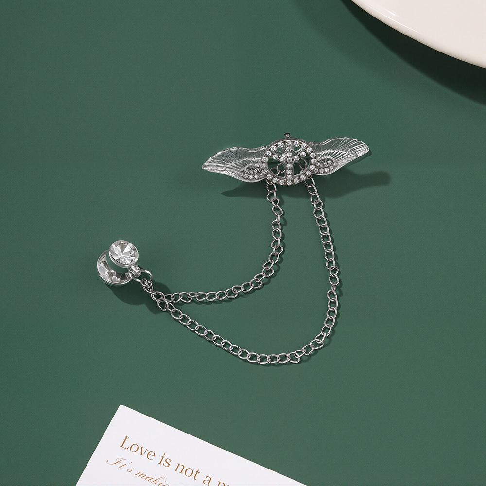 Elegant French Retro Rhinestone Wing Lapel Pin