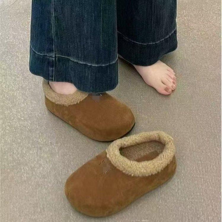 Wear Height-increasing Fluffy Shoes with Fleece and Warm Snow Shoes for Women's Autumn and Winter New Thick-soled Cotton Shoes for Women