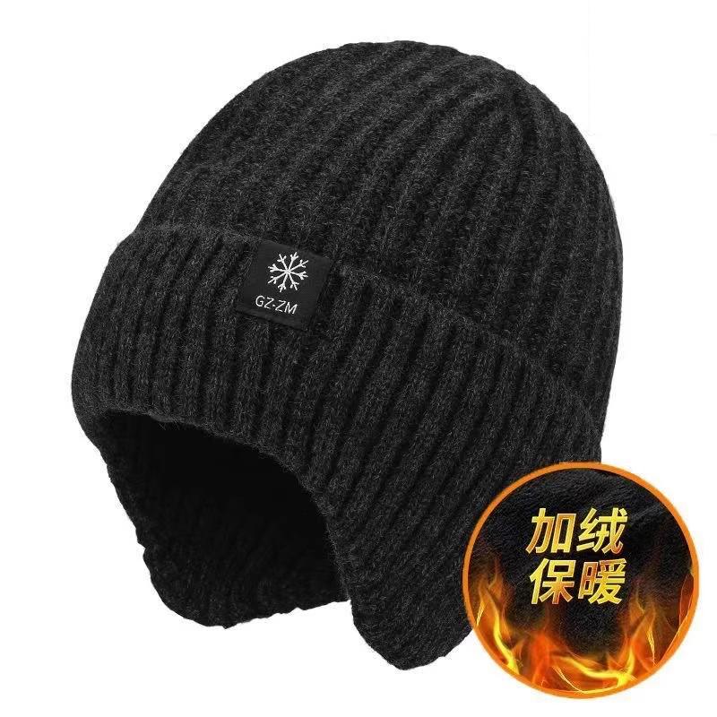 

Winter Men Warm Beanie Hat for Dad Ear Protection Knitted Caps Wool Cap for Father Outdoor Windproof Plush Warm Skullies Beanies