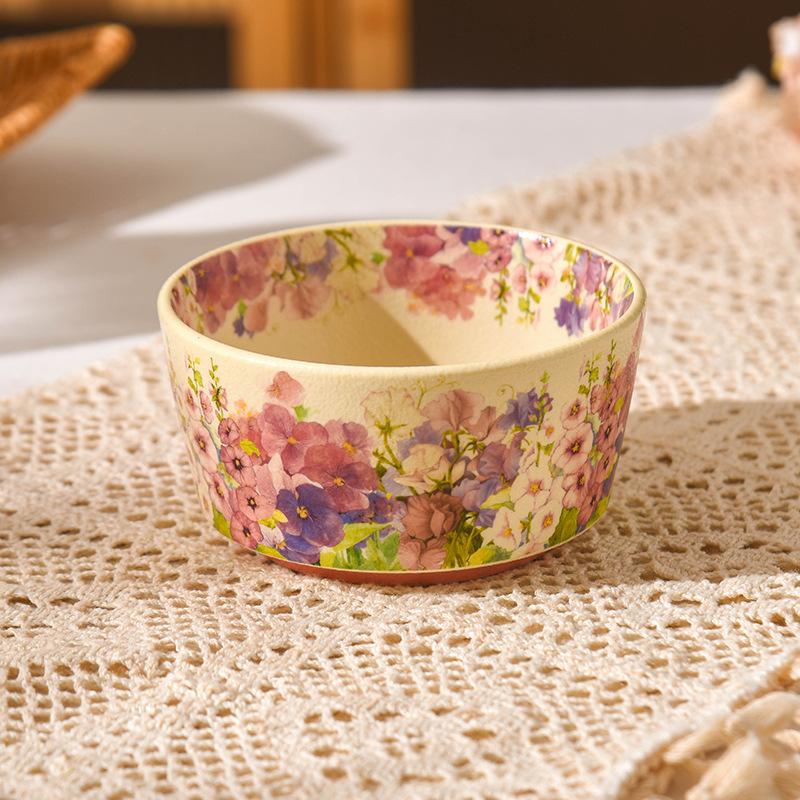 Glazed Ceramic Bowl Set High Foot Rice Noodle Soup Bowl Ins Style Tableware for Home