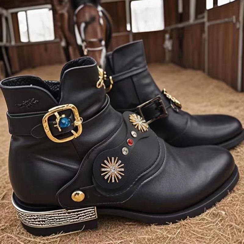 Vintage Western Good Strap with Adjustable Buckles PU Leather Western Flower Boot Good Strap for Horses Riders