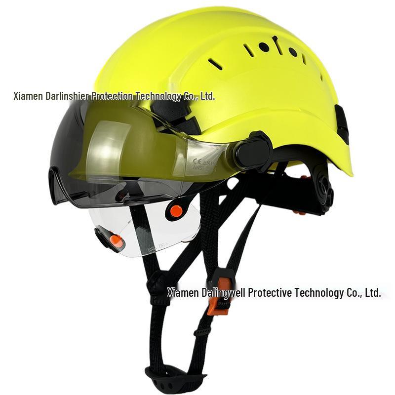 CE Anti-Smash Construction Safety Helmet with Dual Goggles, ABS Material, National Standard