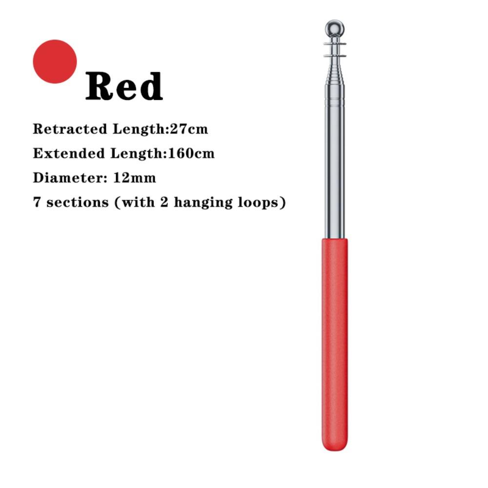 1pc Portable 2-in-1 Teaching Pointer 1/1.2/1.6M Retractable Flagpole Flag Display Pole Tour Guide Flag