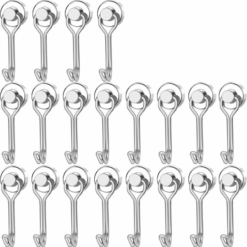 20pcs Black Magnetic Hooks Cruis Heavy Duty Neodymium Rare Earth Magnetic Hangers, Extra Strong Magnets with Hook for Hanging, R