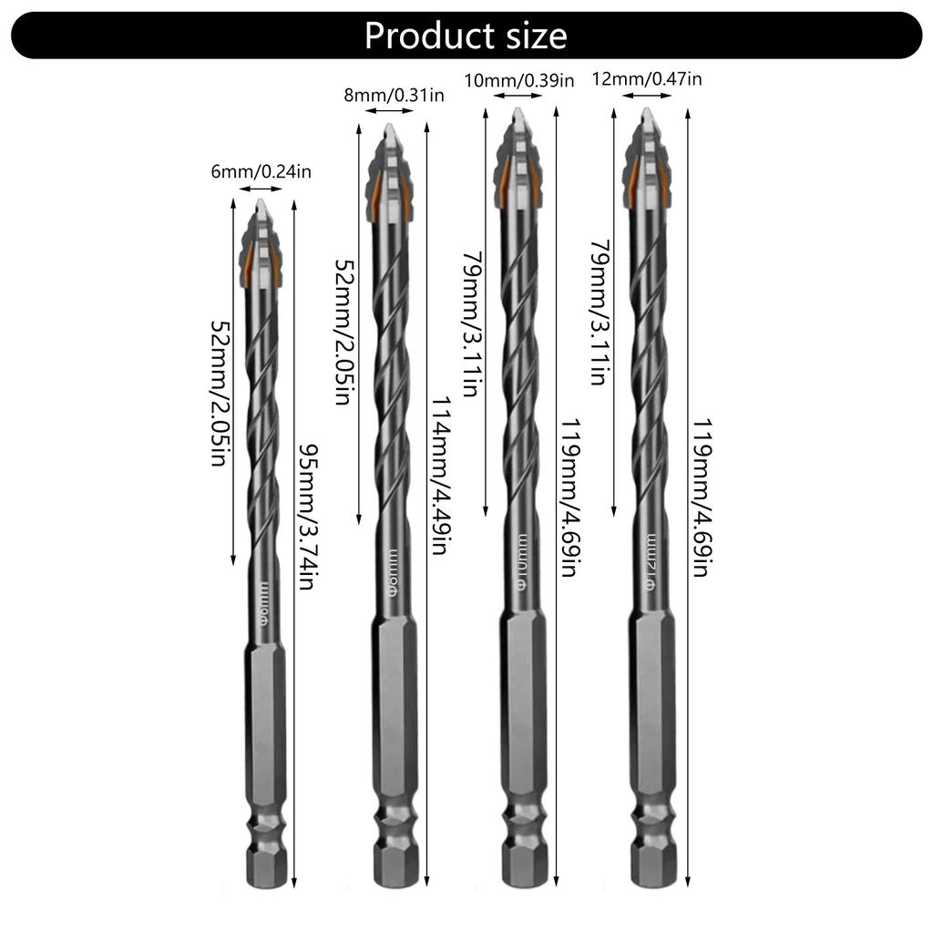 6/8/10/12mm Four Edge Saw Tooth Eccentric Drill Bit Serrated Eccentric Drill Bit Multifunction High Hardness Tool