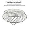 Runder BBQ-Grill aus Edelstahl mit Beinen, Tragbarer Teekocher & Grillrost, Verdickter Airfryer-Grillrost