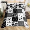 Camo Deer Duvet Cover Set Antlers Arrow Pattern Bedding Set Stripes Gird Camouflage Comforter Cover Microfiber King Quilt Cover