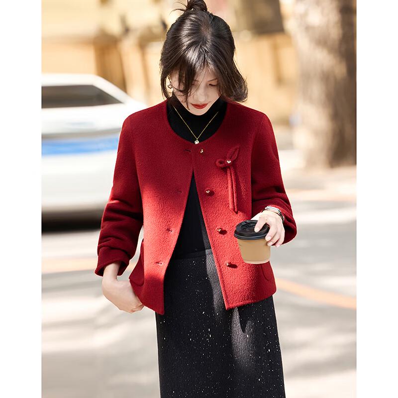 Si Shui Nian Hua Women's Elegant Short Wool Blend Coat