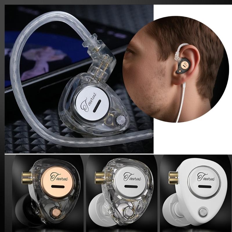 Taurus Double Dynamic Driver Cord Headphones Powerful Bass with Double-Microphones in Ear Monitor Earphones