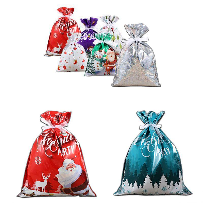 Adorable Large Christmas Gift Bag Set With Ribbon Perfect For Holiday Candy Storage And Wrapping Needs
