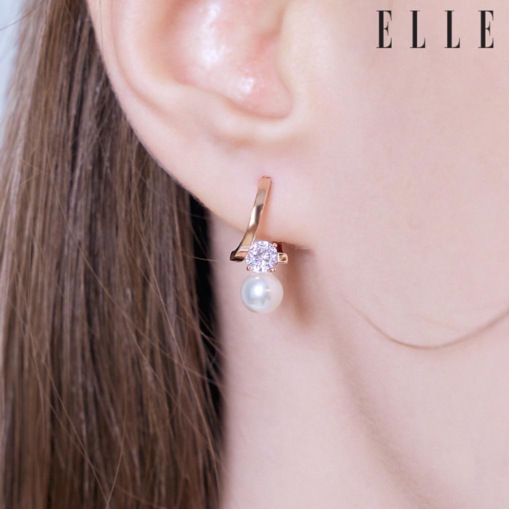 14K Wave Pearl One-Touch Earrings (Gold Pin) ELGPEE430