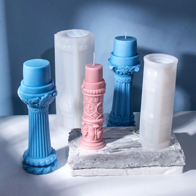 DIY New Roman Column Candle Silicone Mold Roman Column Cake Chocolate Silicone Mold Soap Mold Resin Gypsum Mold cement mold