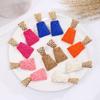 Personalized Bohemian Geometric Square Earrings, Retro Hand-Woven Raffia Earrings For Women