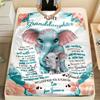 1pcs Warm And Cozy Elephant Print Flannel Blanket For Granddaughter - Perfect Gift For Grandma And Granddaughter - Soft And Soot