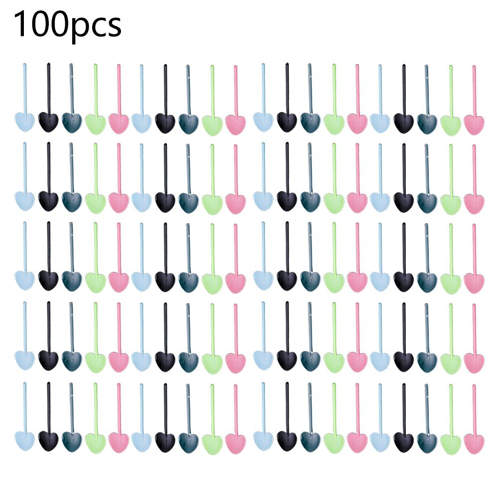 

100pcs Heart Shape Disposable Spoons - Colorful Long Handle Dessert Spoons for Ice Cream, Cake, Pastry, Mooncakes | Cute Party