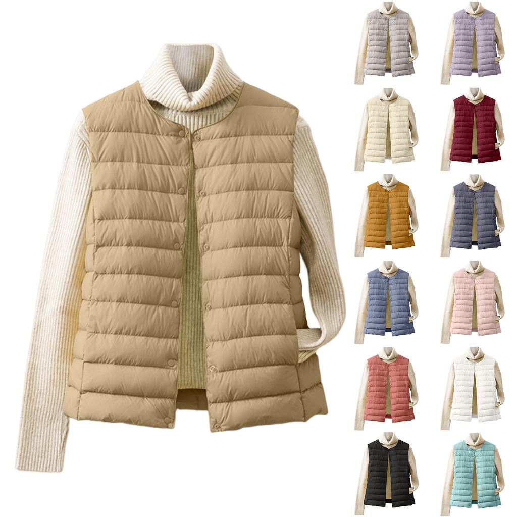 Women's Fashion Light Jacket Stand Collar Multicolor Zipper Button Coat