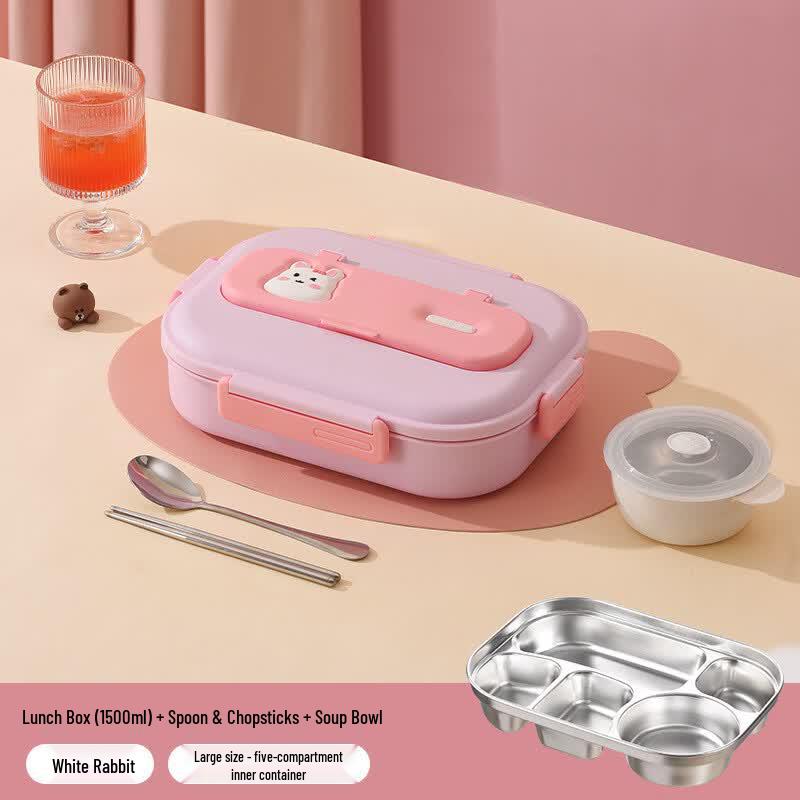 

ZISIZ Kids 5-Compartment Stainless Steel Lunch Box Set