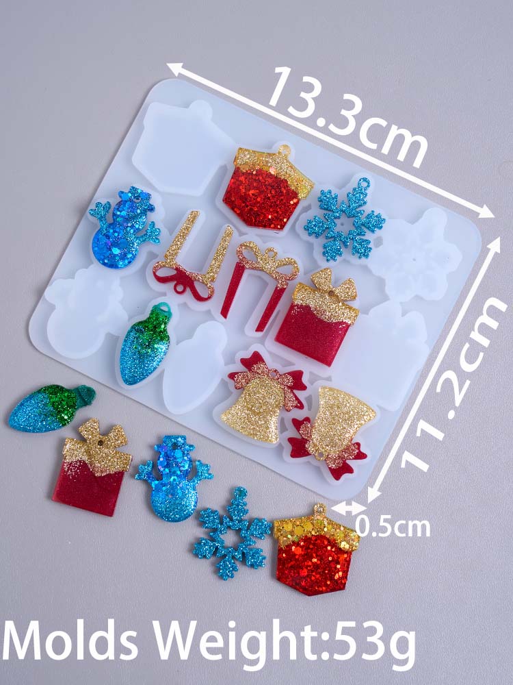 Christmas Series Earring Pendant Resin Mold DIY Christmas Tree Elk Snowflake UV Epoxy Molds Keychain Jewelry Craft Gifts Making