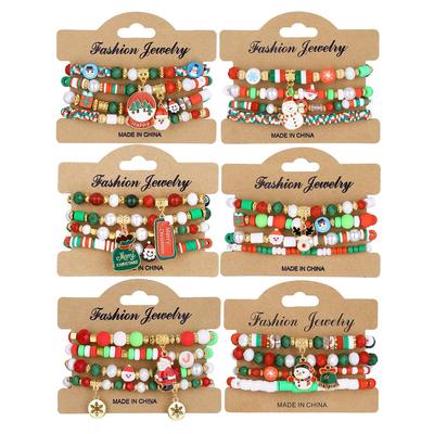 Festliches Acryl-Perlen-Weihnachtsarmband-Set für Damen