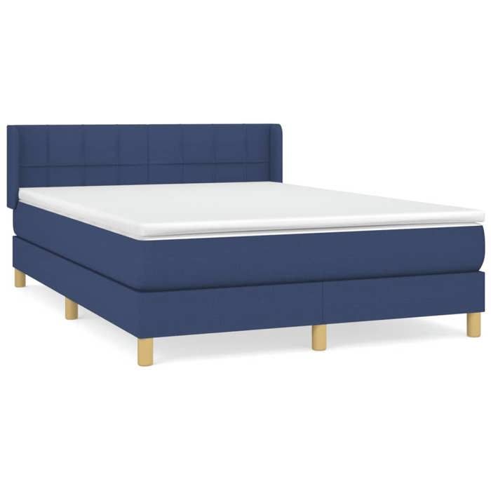 3130279 vidaXL Lit à sommier tapissier avec matelas Bleu 140x200 cm Tissu