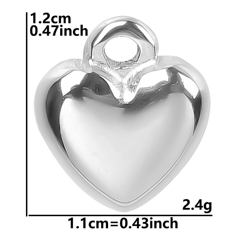 6pc Sweet Love Pendant Real Gold Plated Stainless Steel Heart Charms For Jewelry Making Supplies DIY Keychain Pendant Charm Bulk