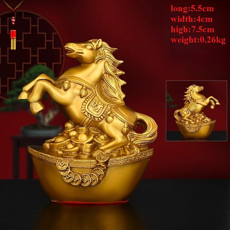 Chinese Zodiac Horse Ornament Brass Ingot Wealth-Attracting Money Horse Home Office Decorative Craft