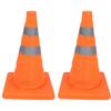 2Pcs Traffic Safety Cones Foldable Multi Purpose Pop Up Cone with Reflective Collar Orange for