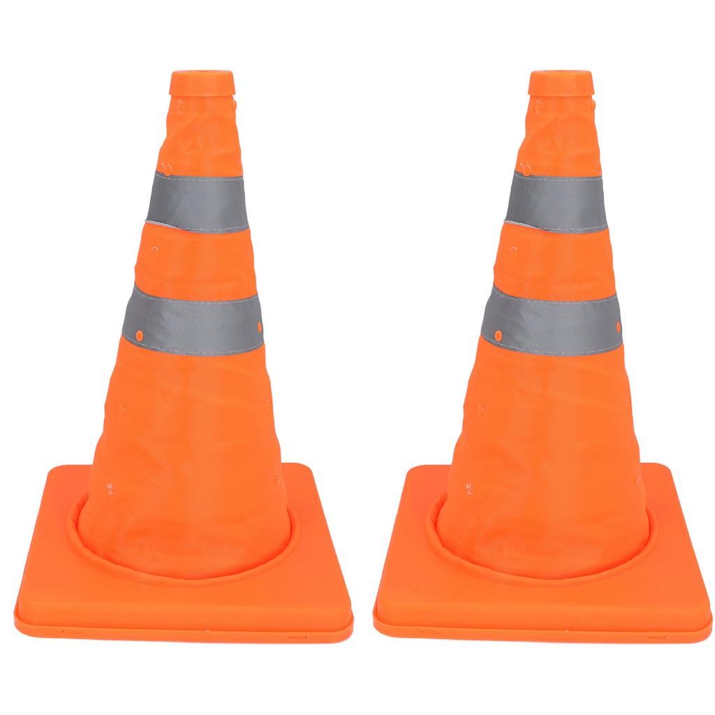 2Pcs Traffic Safety Cones Foldable Multi Purpose Pop Up Cone with Reflective Collar Orange for