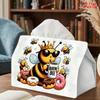 2D Flat 1pc, Tissue Box. Queen Bee Donut Pattern Napkin Dispenser, Reusable, Daily Desktop Tissue Storage Box, Suitable for Kitchen, Living Room, Bedr