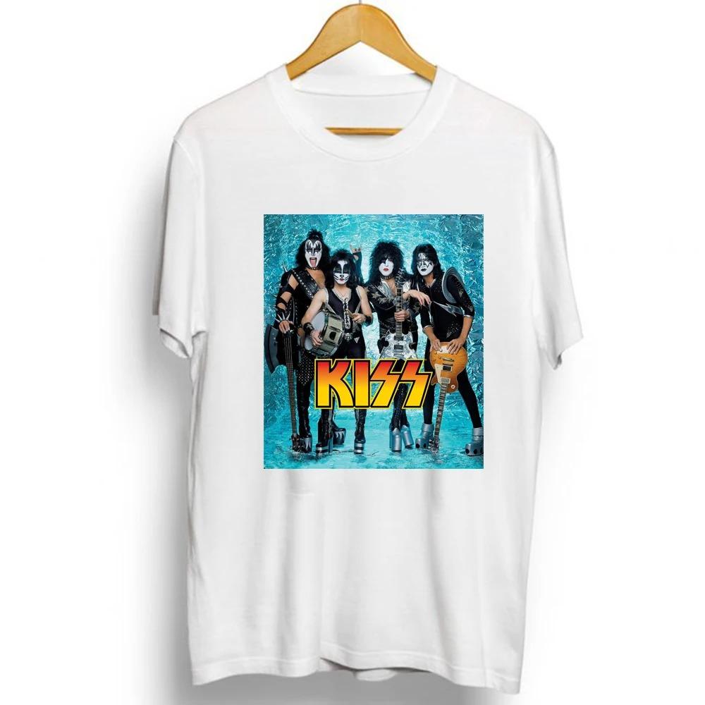 2021 New Fashion Kiss Band Rock Letter Poster Men's T-Shirt Graphics Funny Casual Short Sleeve Round Neck Shirt Hip Hop Tees