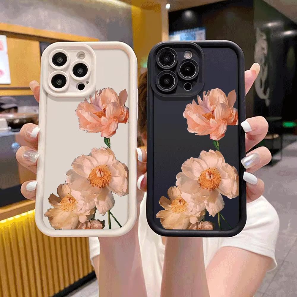 Peach Flowers Shockproof Phone Case For Samsung S25 FE Plus Ultra S24 S23 S22 S21 A70 A30 M33 Anti-Slip Soft TPU Cover