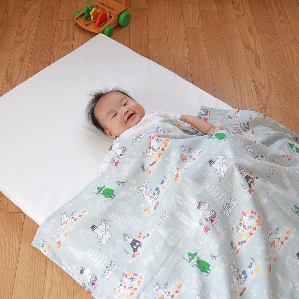 Moomin Made In Nursing Lap 100x100cm Multi-Gauze Blanket, Japan, Double-Ply Gauze, Swaddle, Cover, Blanket, (Gray)
