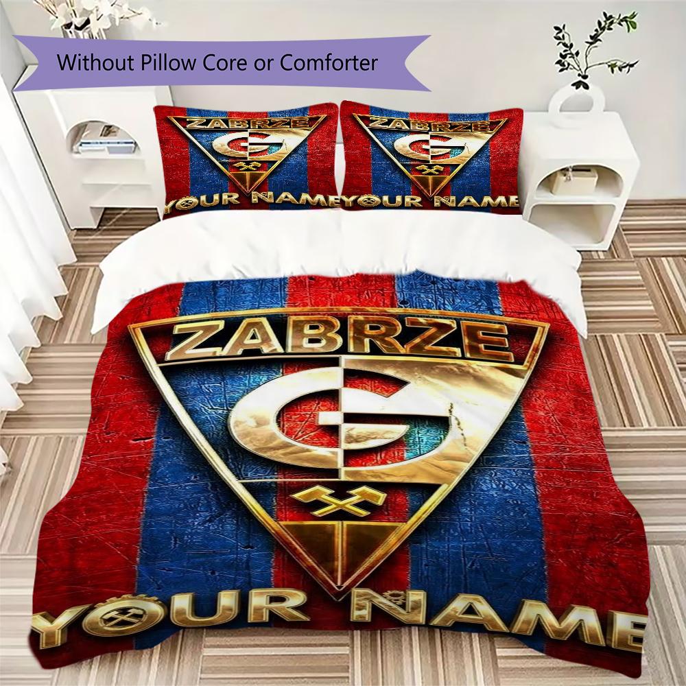 Custom Name Górnik Zabrze Pattern Bedding uilt Set uilt Cover Pillowcase Home Decoration Birthday Gift (1*duvet cover+2*pillowcase without core)
