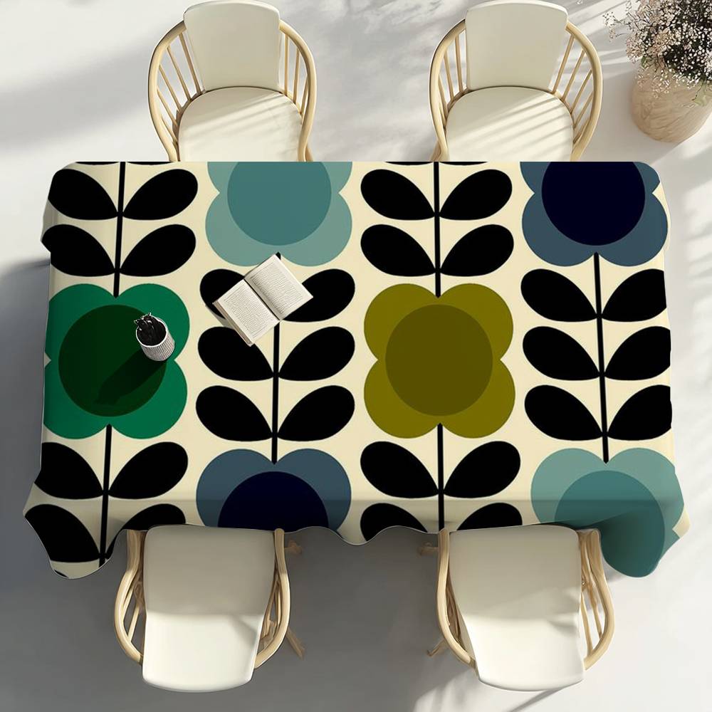 O-Orla Kiely Flower Party Decor Dining Room Home Kitchen Patios Waterproof Stain-Proof Table Cloth