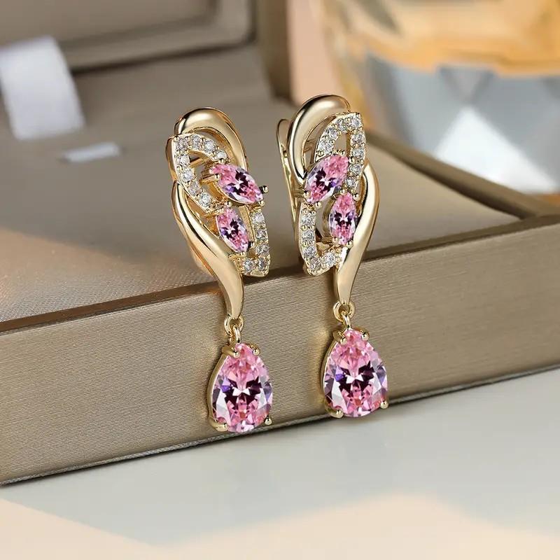 Geometric Water Drop Blue Zircon Earrings, Fashionable, Elegant, Luxurious and High-end Women's Earrings