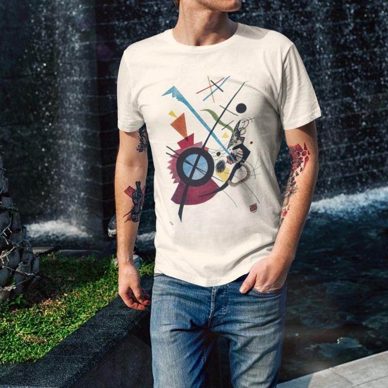 WASSILY KANDINSKY Violet Organic Cotton Unisex T-Shirt Featuring Abstract Art White Vintage Beige Graphic T Shirts Women Men Tee S разноцветный