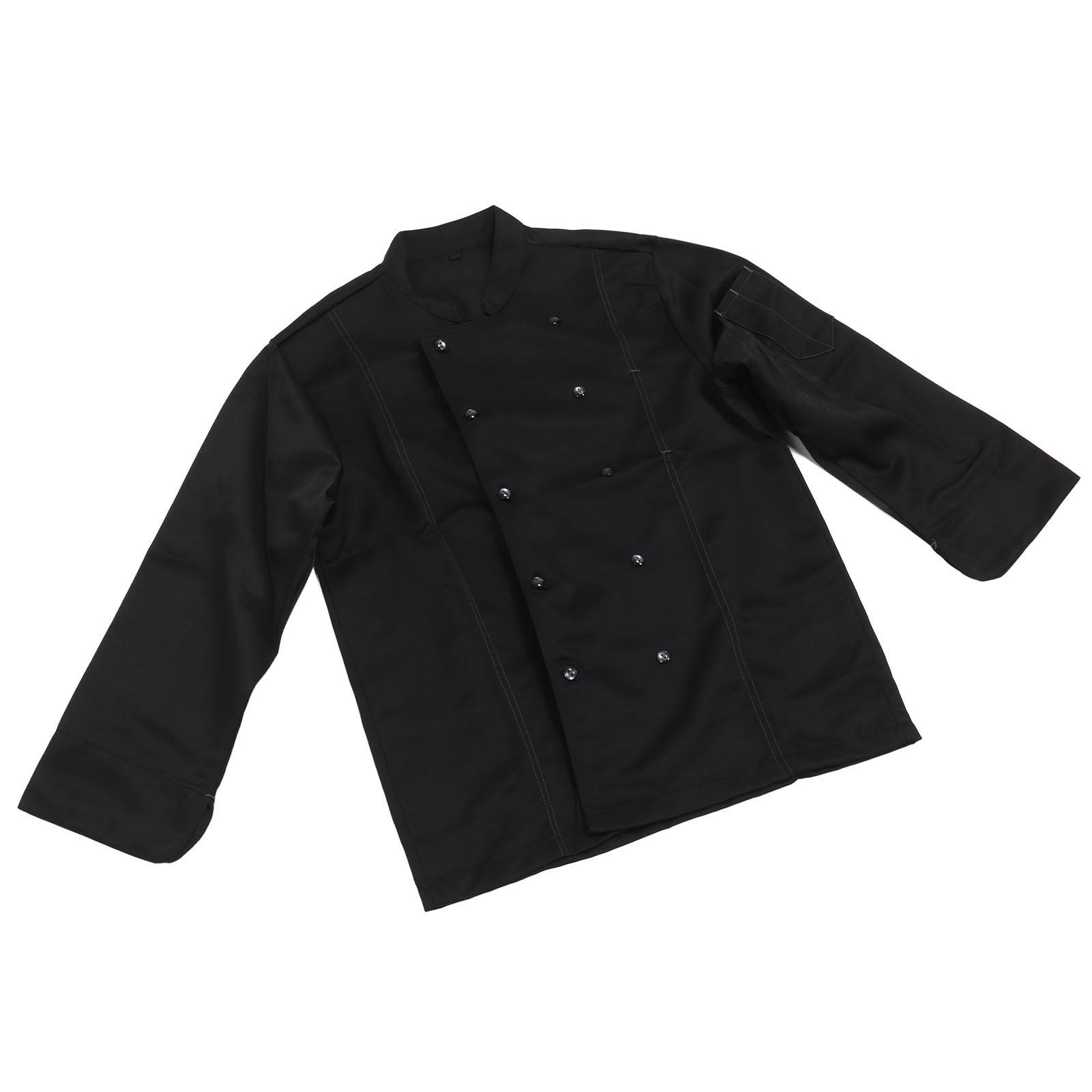 

Long Sleeve Stand Collar Chef Coat Men Women Kitchen Button Up Chef Uniform Jacket for Restaurant Black M XL чёрный