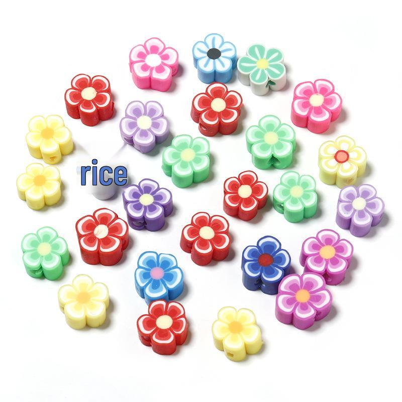 50 pcs Polymer Clay Animal & Fruit Style Mixed Color Flat Round Beads for DIY Bracelet Jewelry