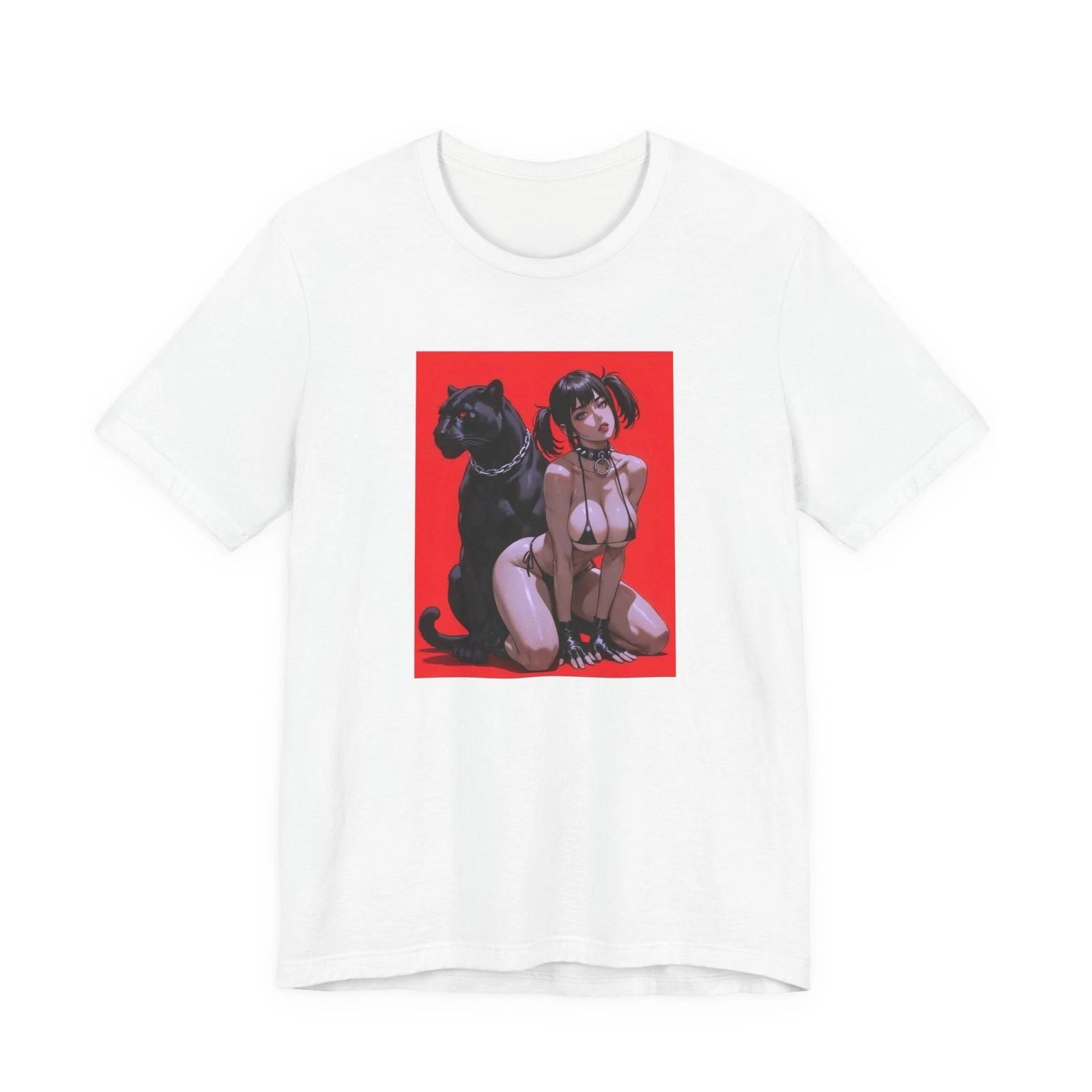 Sexy Bikini Anime Black Panther Edgy T-Shirt Streetwear Casual Unisex Crewneck L