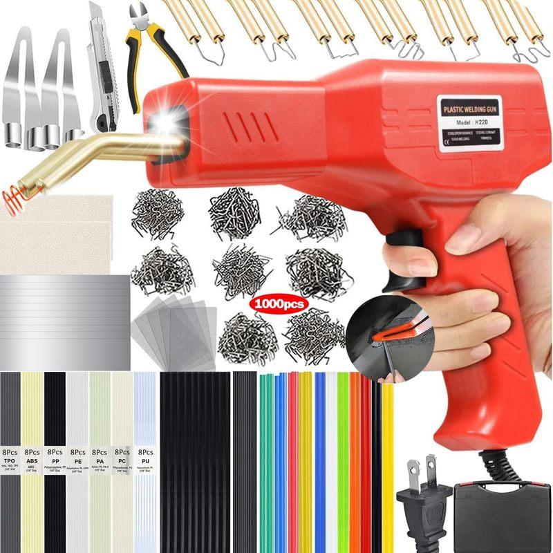 Upgraded 220W Plastic Welder Kit, 2-in-1 Repair Tool with Hot Stapler and Rods for Car Bumper Fix