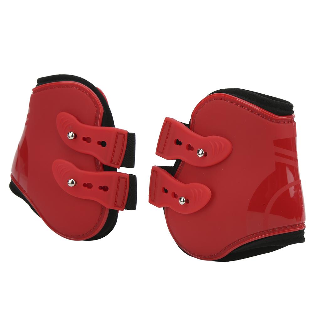 Horse Tendon Boots Set Safe Soft Wear Resistant PU Shell Tendon Guard Boots for HorsesRed Hind Legs