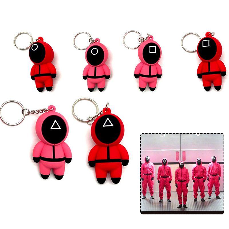 Stylish Squid Game Keychain Red Guard Staff Worker Figure Pendant For Fans
