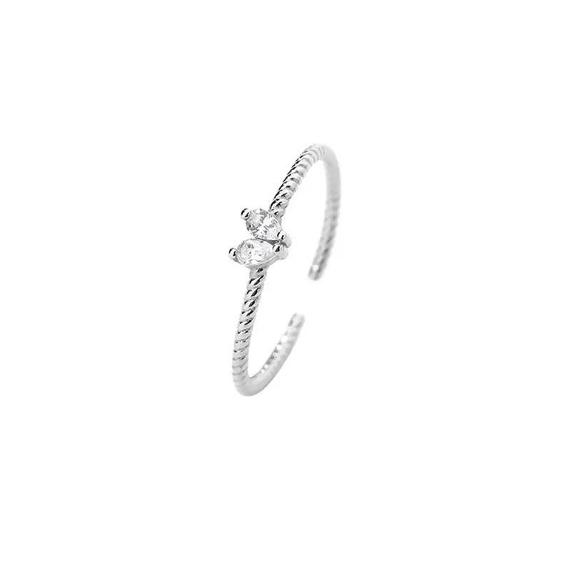 Zhongying Women s Exquisite High-End Pave Love Ring: Stackable, Versatile, Open Design for Index Finger