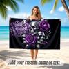 Skull Gothic Theme Beach Towel Personalized Custom Name & Text Soft Quick Dry Beach Towel for Swimming Travel