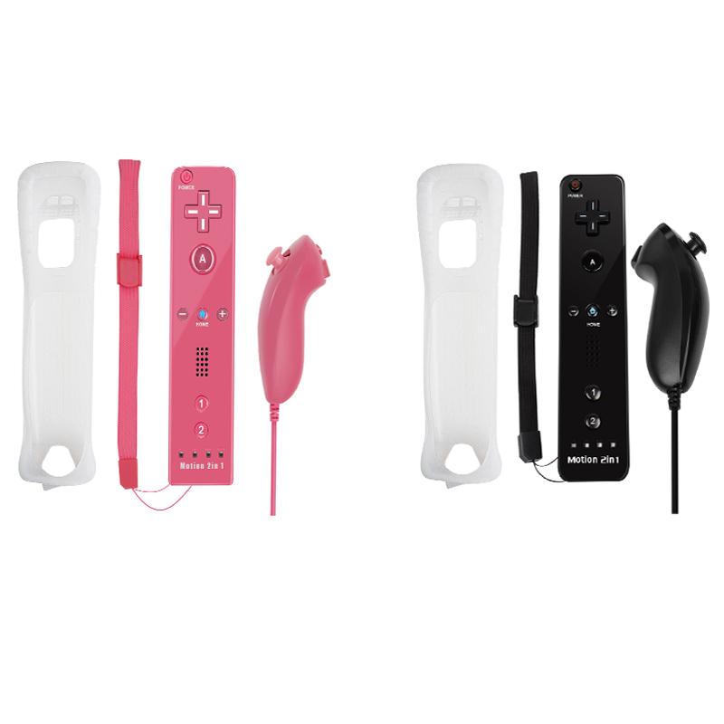 2in1 For Nintendo Wii Controller Set W/ Motion Plus Wireless Joystick Gamepad Remote Control W/ Silicone Case Video Game Console 1
