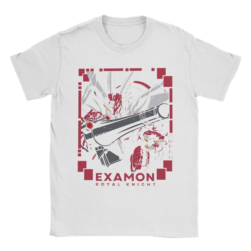 Vintage Digimon Royal Knight Examon Tshirts Men 100%Cotton Short Sleeve  Crewneck Summer Tops
