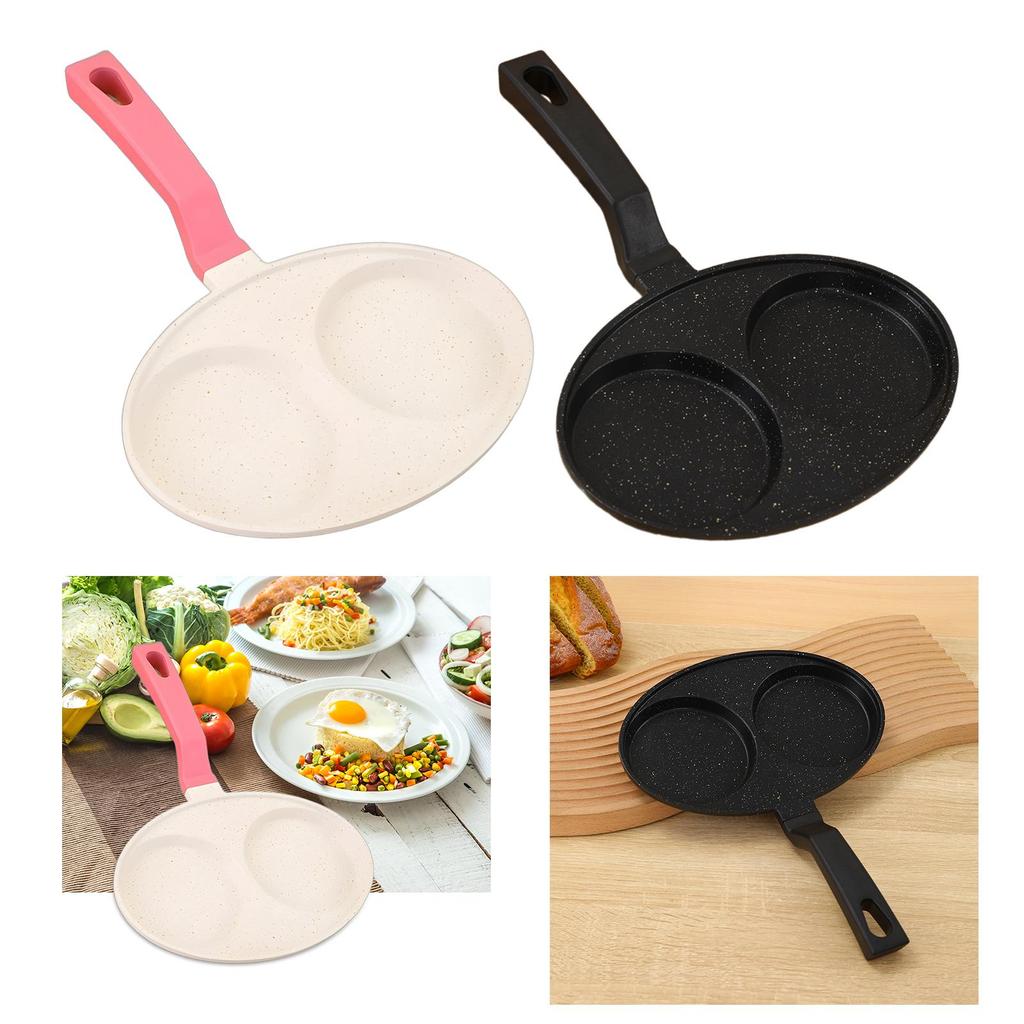 2 Hole Fried Egg Pan Long Handle Multifunctional Egg Cooker Breakfast Maker Nonstick for Crepe Pancake Steak Plett Burger