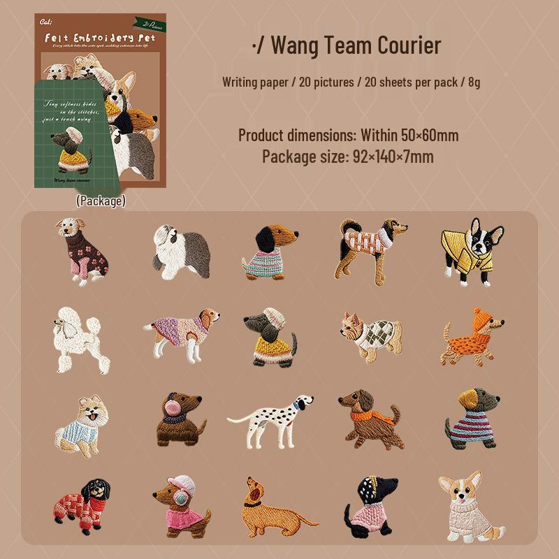 Ketchup Girl Velvet Embroidery Pet Stickers: 6 Style Cute Animal Designs for Journals